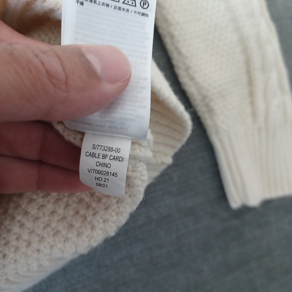 Gap Boyfriend Cardigan Sweater Women XS Cream Cable Knit Classic Academia Ivy - Picture 6 of 7